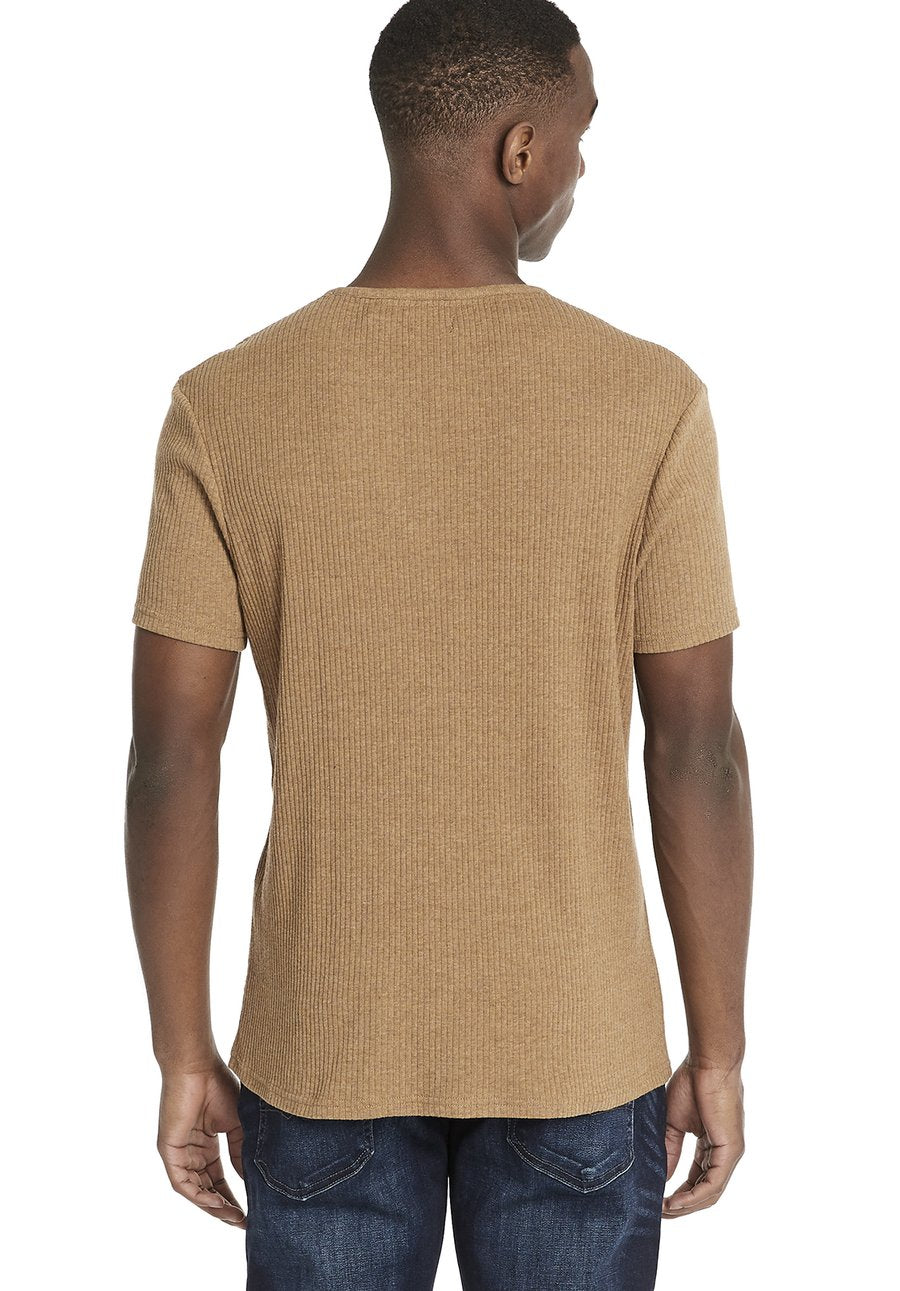 Kabrew Ribbed Henley T-Shirt - Tan