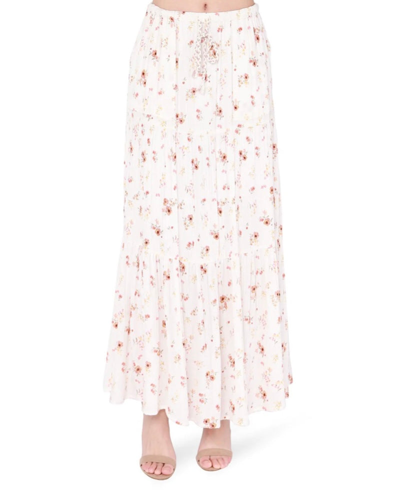 The Tiered Maxi Skirt - Romantic Pink Floral