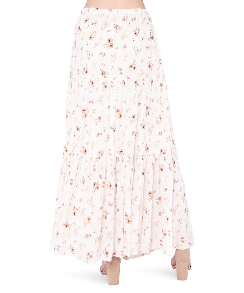 The Tiered Maxi Skirt - Romantic Pink Floral