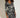 Rose Print Ruffle Trim Pencil Dress - Black