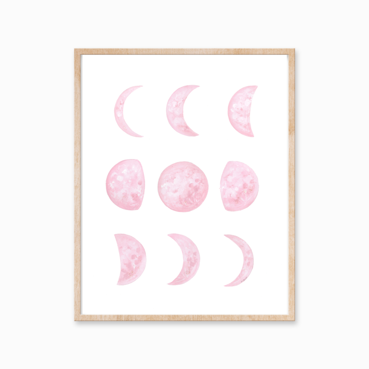 Pink Moon Phases 8 x 10 Art Print