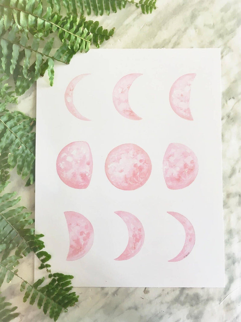 Pink Moon Phases 8 x 10 Art Print