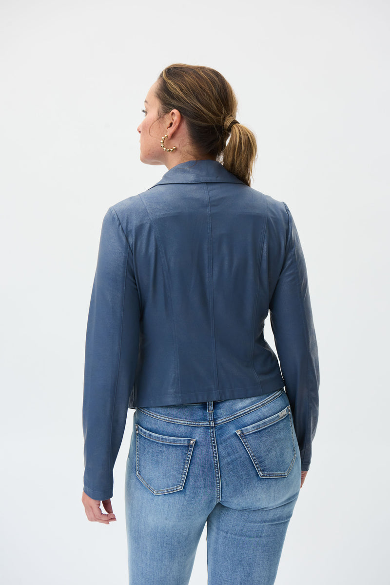 Casual Notched Collar Jacket - Mineral Blue