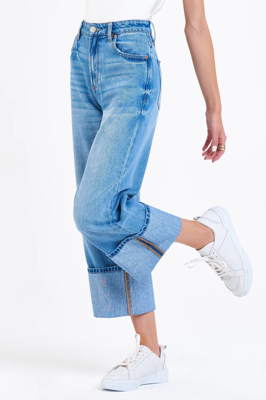 Polly High Rise Cuffed Leg Jeans - Venture Wash