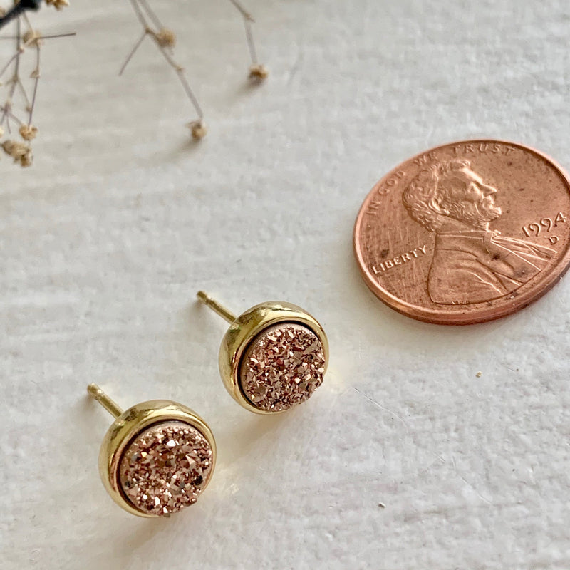 Pika & Bear Gold Plated Druzy Earrings