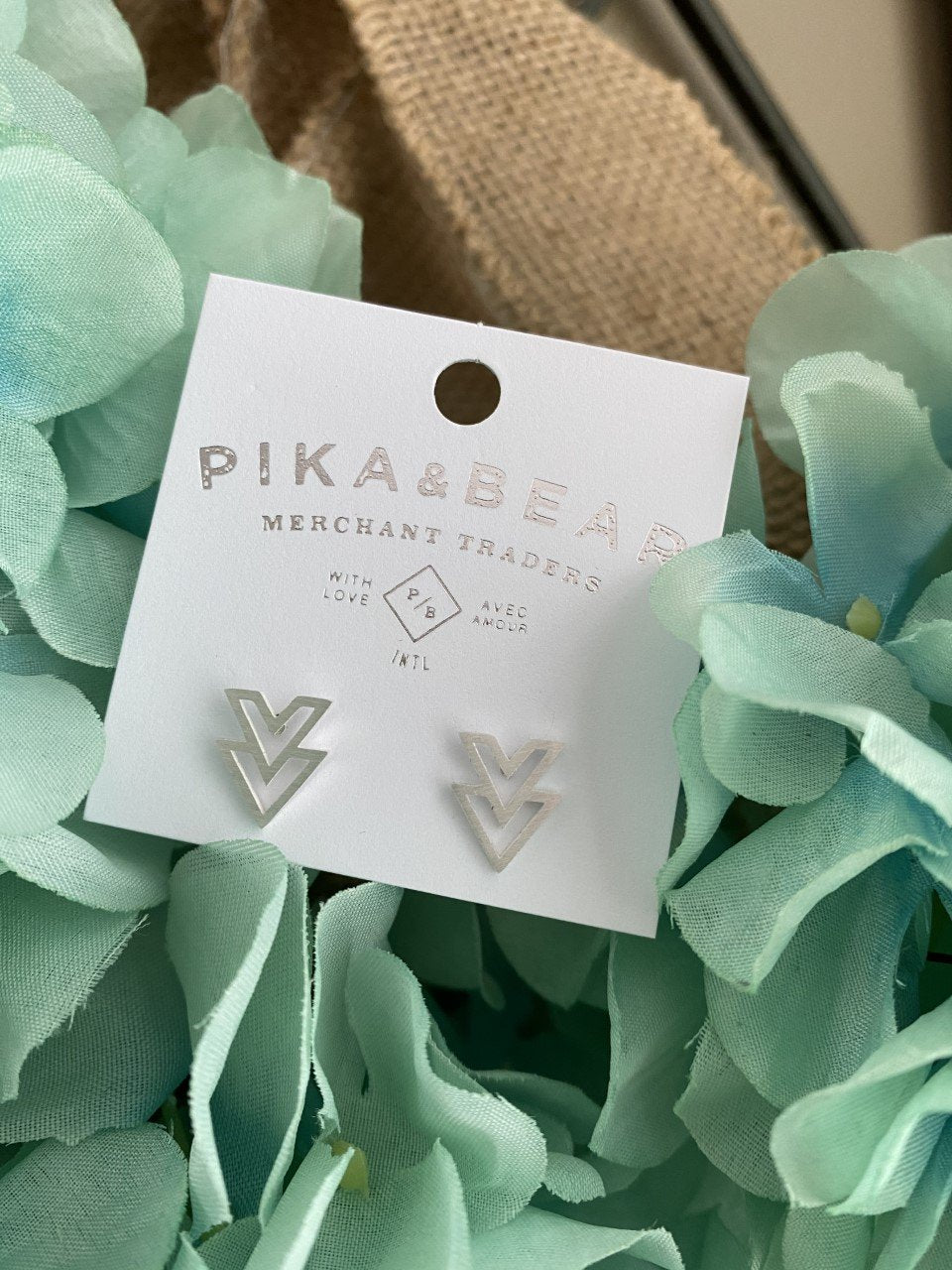 Pika & Bear Ike Double V Stud Earrings