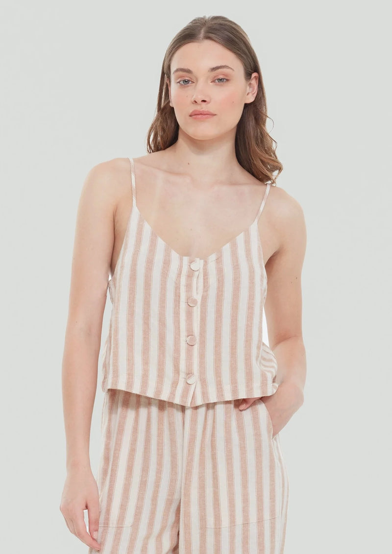 Button Front Stripped Cami